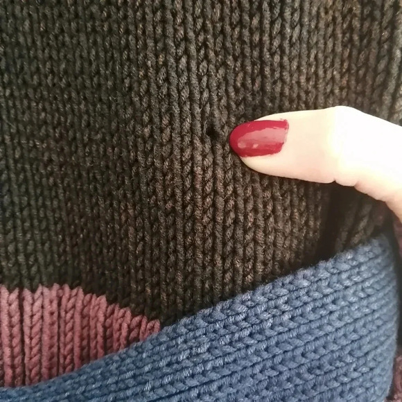 Wildfox Barb Chunky Knit Jacket Colourblock Cardigan with Waist Tie Small - Picture 15 of 16